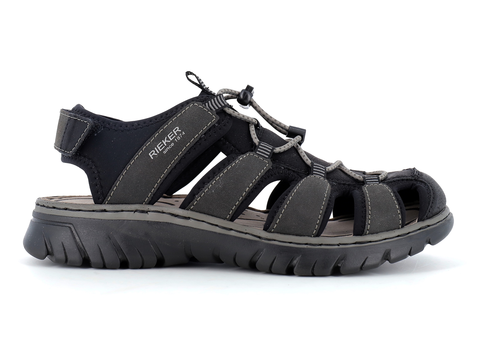 Rieker-26770 Matières combinées Noir Gris