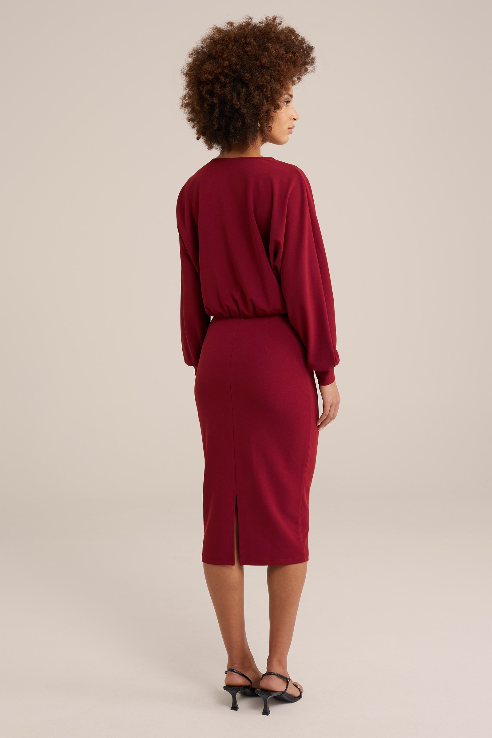 jurk WE Fashion Donkerrood