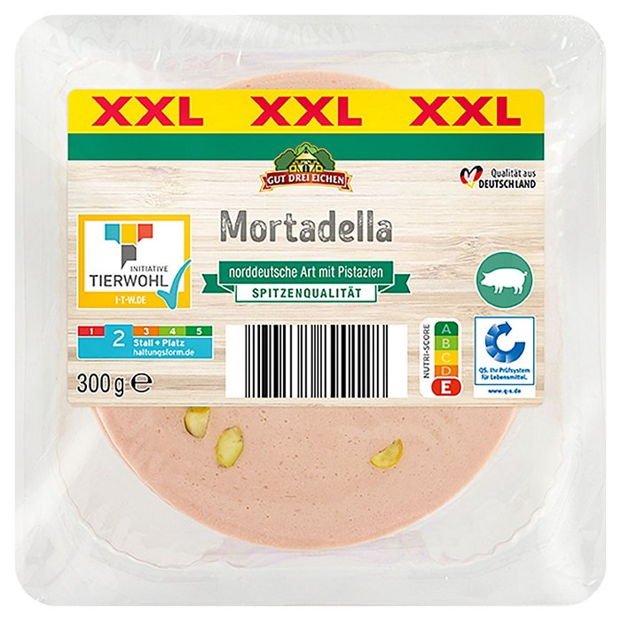 GUT DREI EICHEN Frischwurst-Aufschnitt 300 g, Mortadella-Pistazie