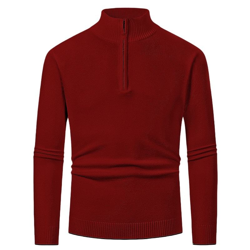FORSETI - Gebreide top met lange mouwen en mockneck, effen en halve rits