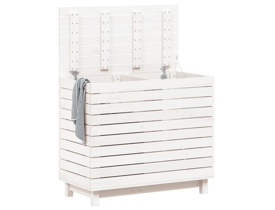 VIDAXL - Panier à linge blanc 88,5x44x76 cm bois massif de pin