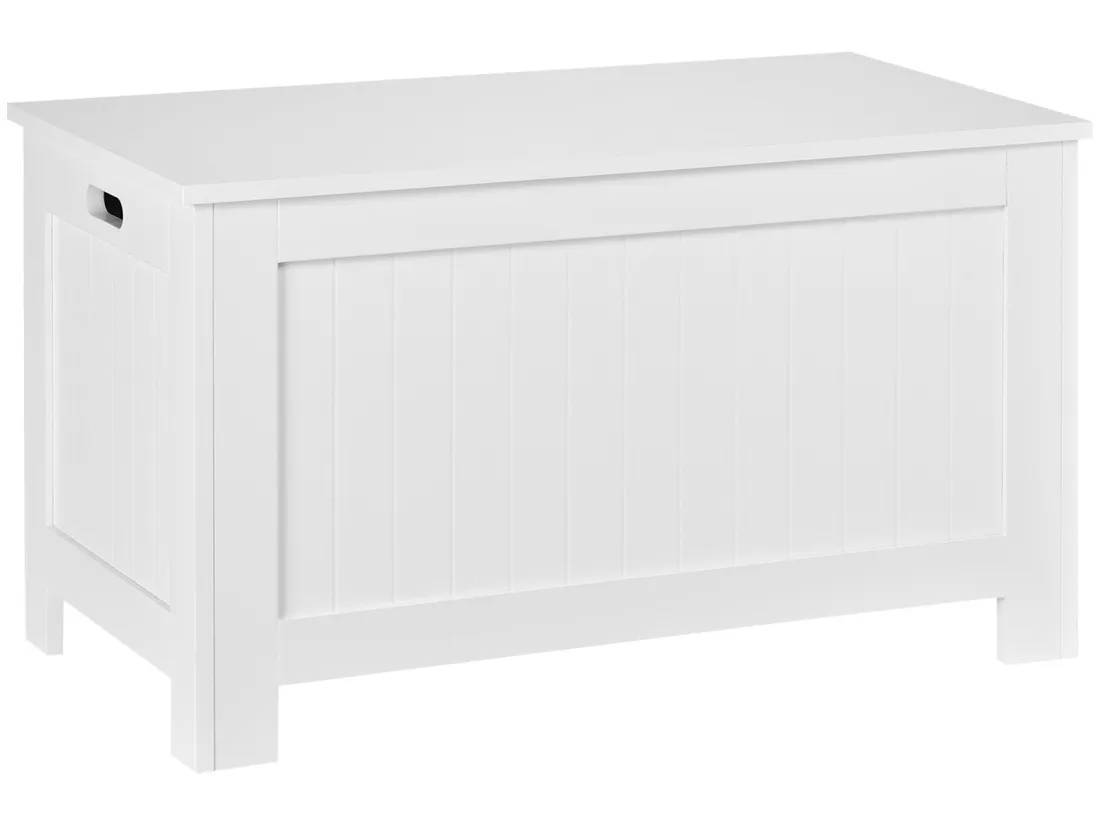 Coffre malle de rangement 81L x 40l x 46H cm MDF blanc