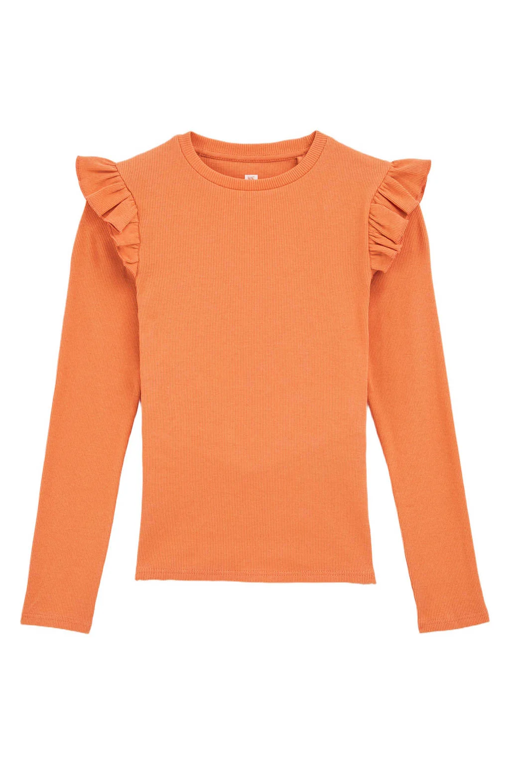 WE Fashion longsleeve oranje rib gebreid