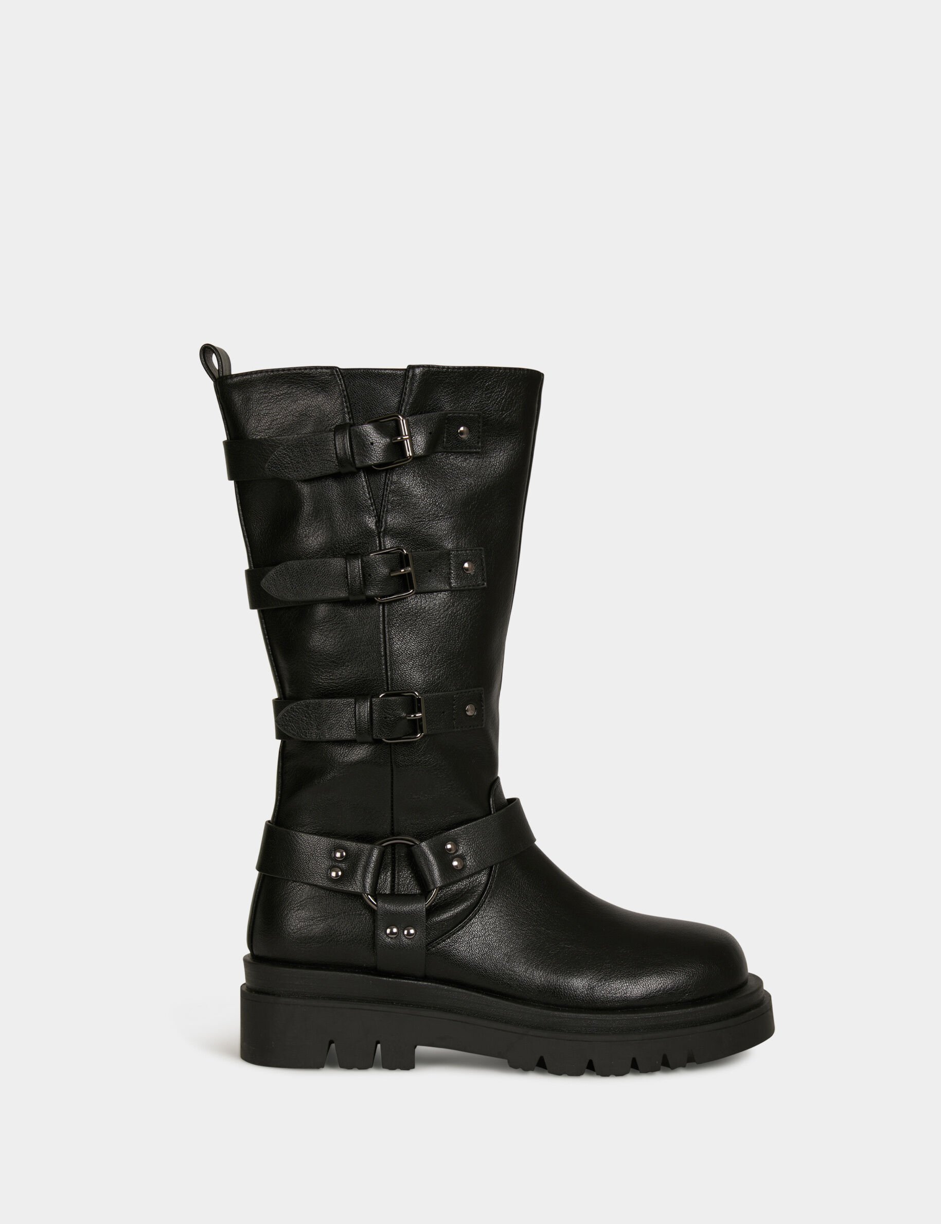 Bottines plates avec brides noir femme - noir