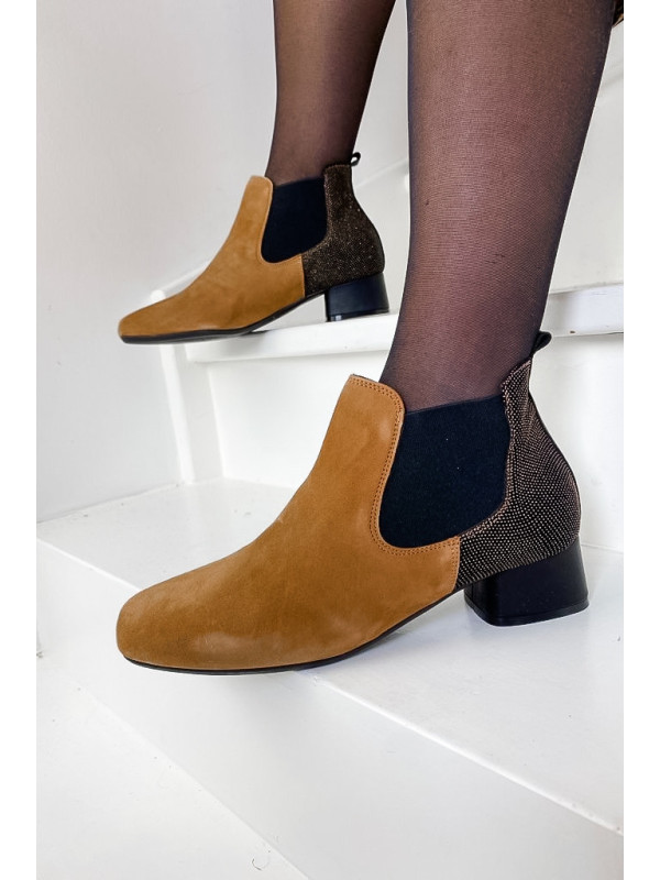 Bottines Keegan Cognac/Or - Reqins