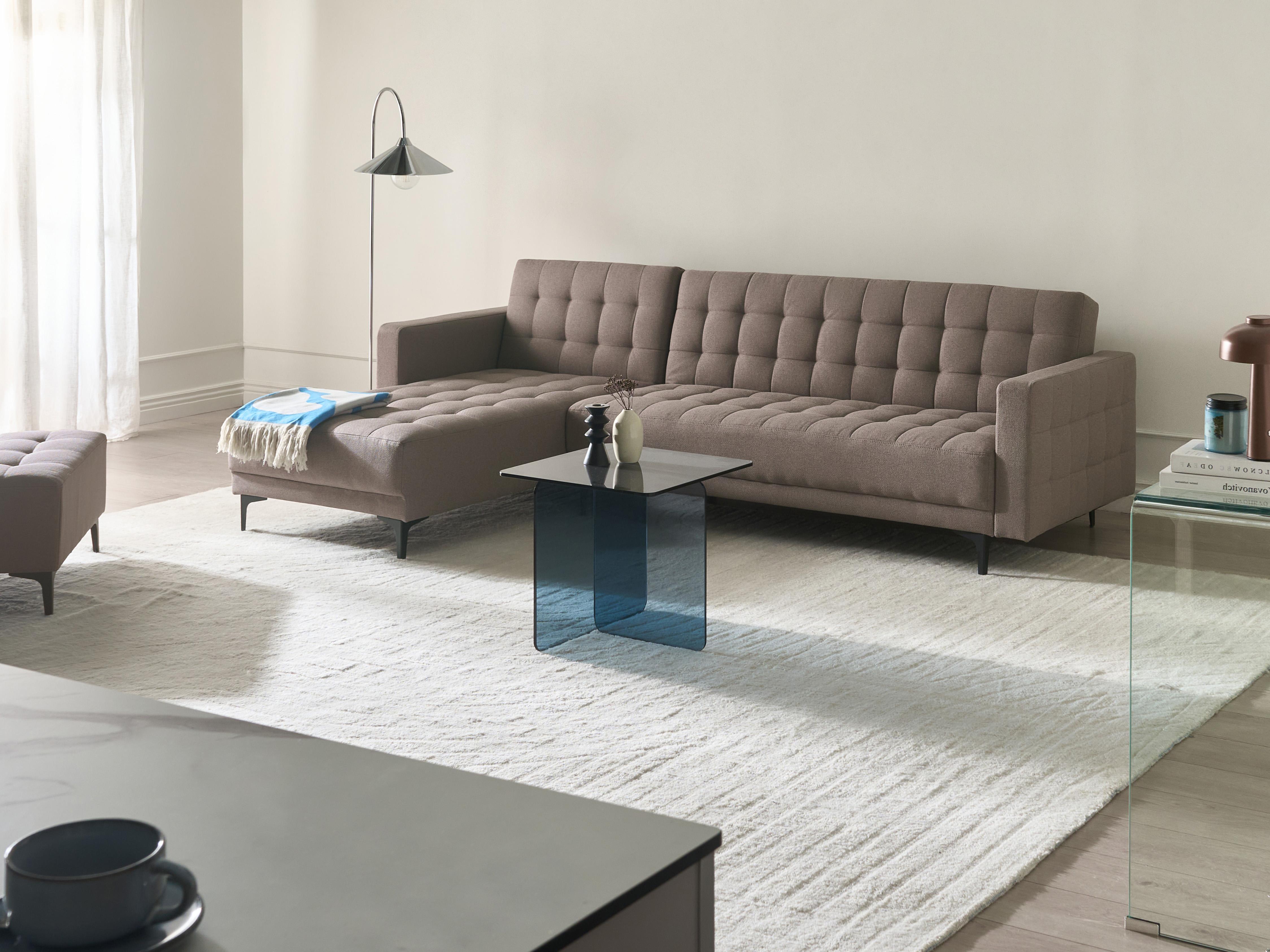 Modulaire hoekslaapbank 4-zits ABERDEEN Stof Taupe rechtszijdig