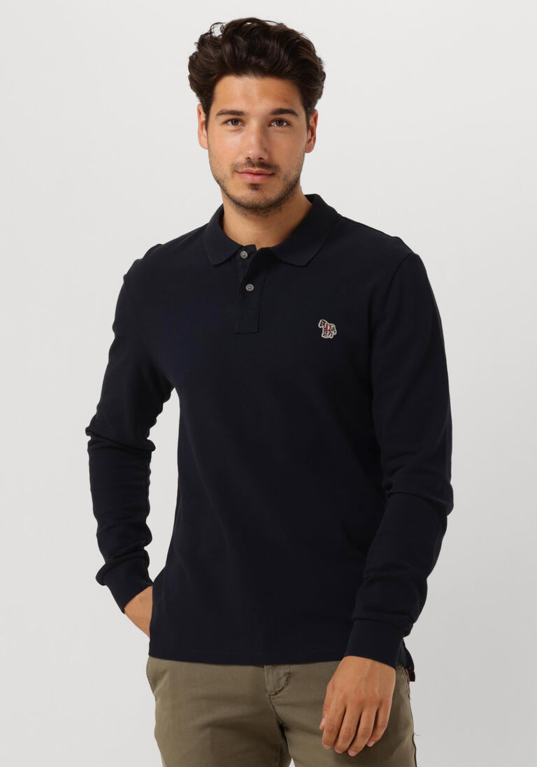 PS PAUL SMITH donkerblauwe ps paul smith polo mens slim fit ls polo shirt zebra