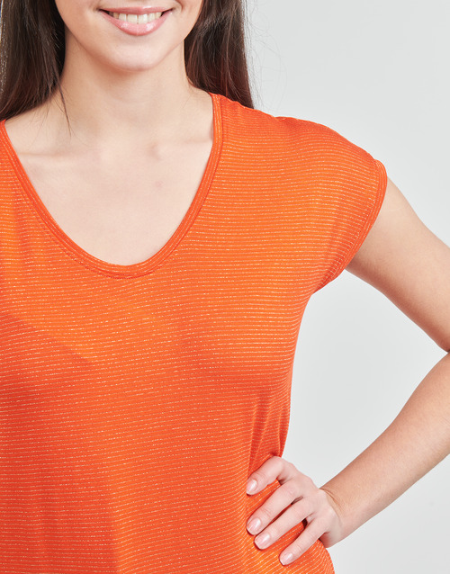 Pieces - PCBILLO TEE LUREX STRIPES - Orange