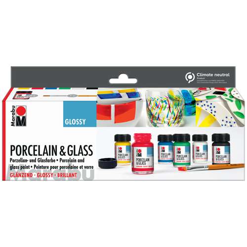 Marabu Porcelain & Glass Glossy (glänzend) Starterset, 6 x 15 ml