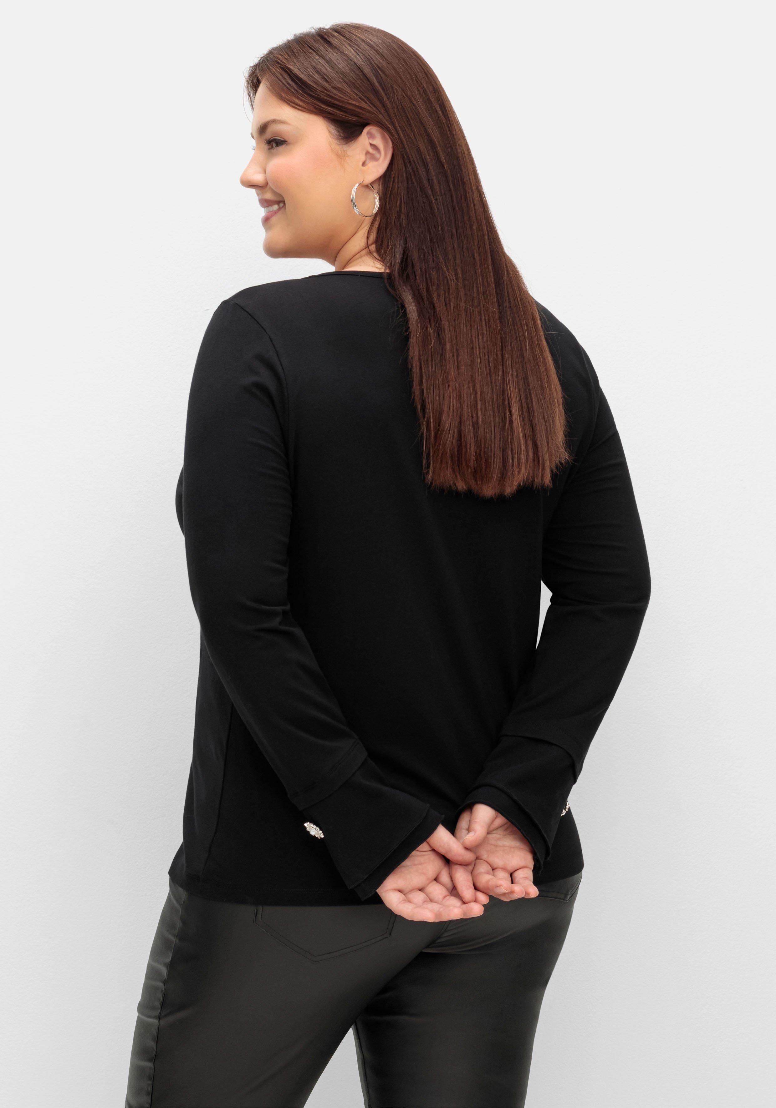 Langarmshirt mit Schmuckknopf am Ärmel