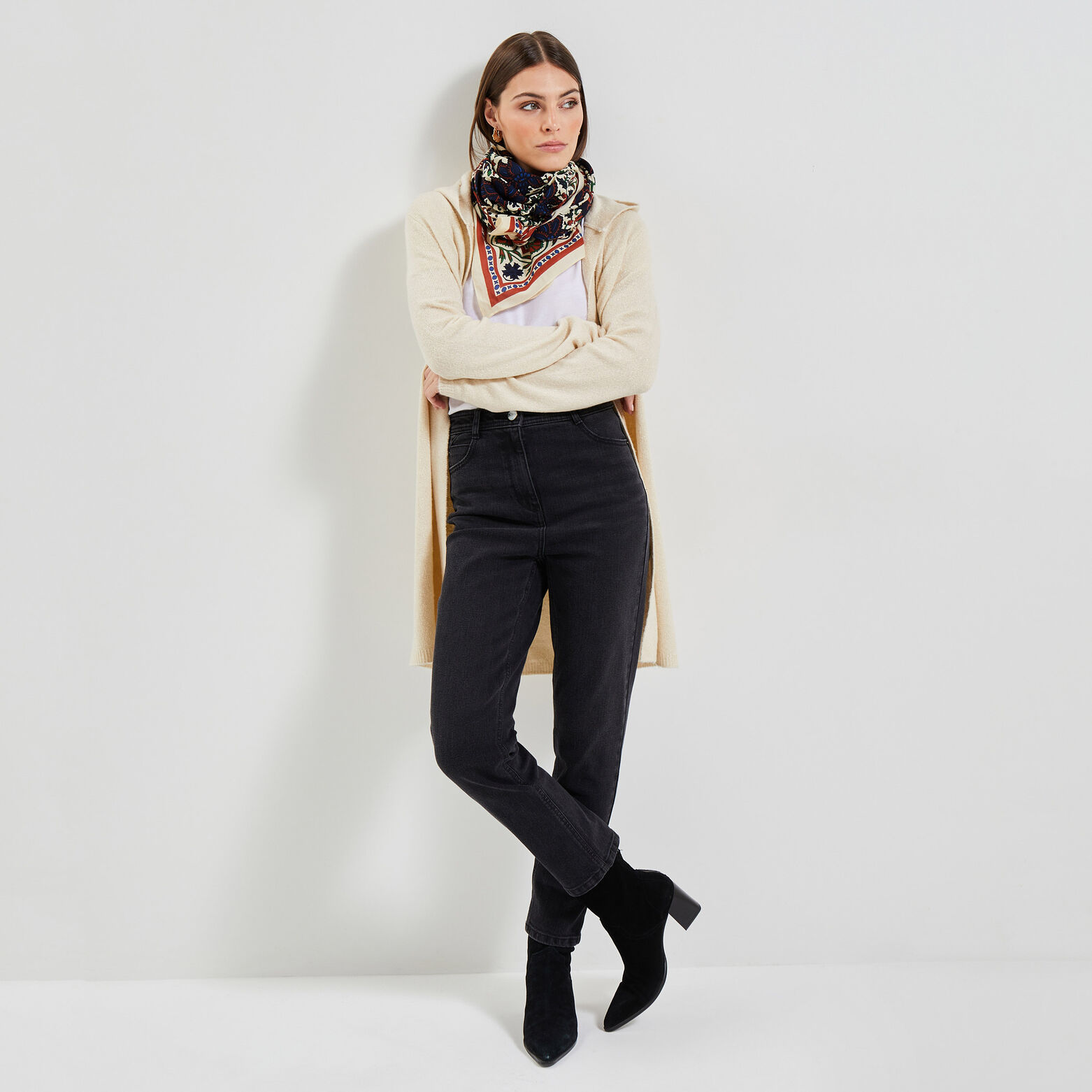Gilet long à capuche femme