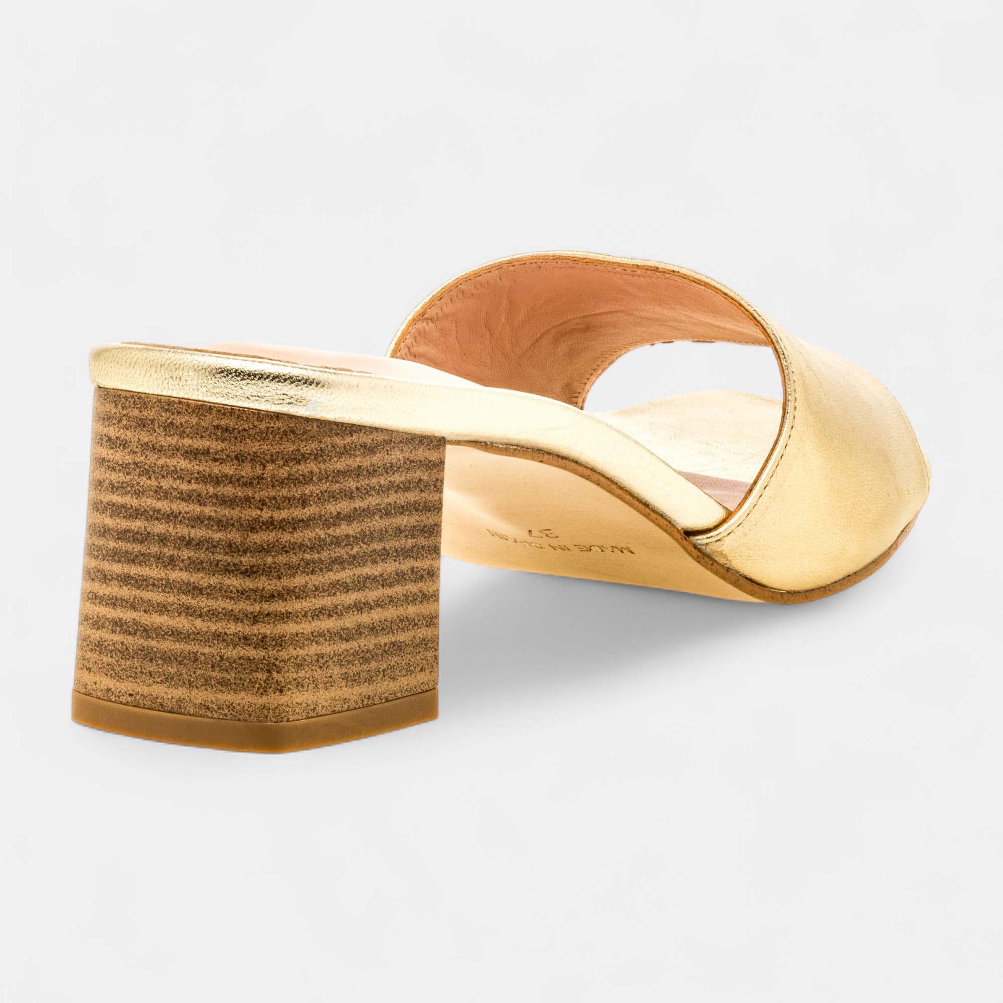 Mules à talon Femme en cuir or