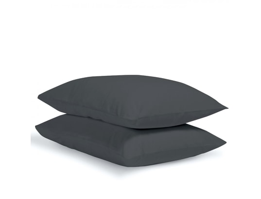 BLEU CALIN - Taie d'oreiller percale de coton - anthracite - 50x75cm