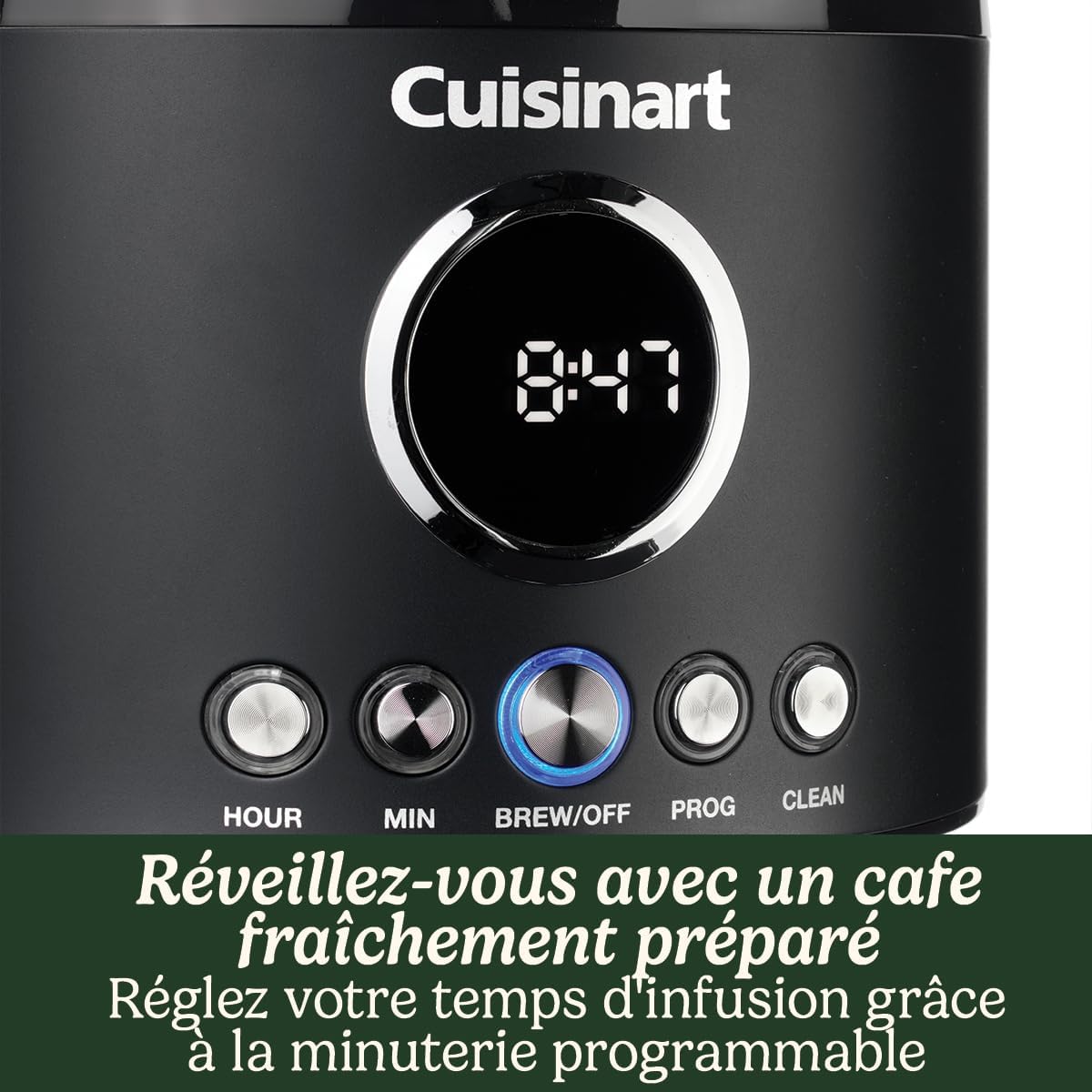 Cuisinart One Cup Grind And Brew - Machine à café avec broyeur intégré | Grain à moudre, Café filtre en portion individuelle | choisissez 3 tailles de tasse | Dosette filtrante réutilisable | Noir