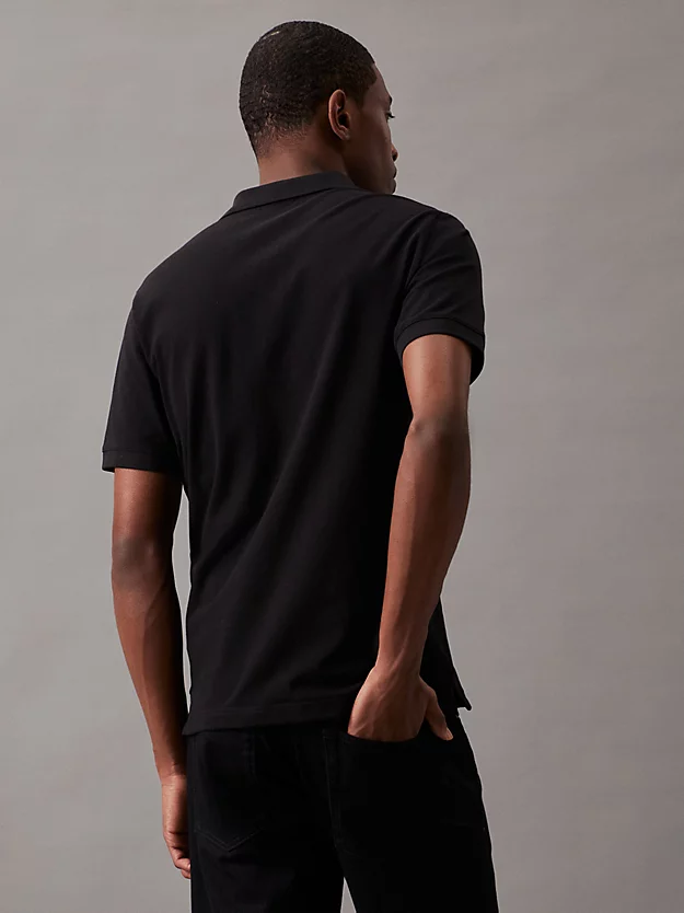 Camisa polo de corte justo com gola elástica em piqué
