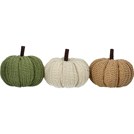 Efterårs hæklet græsker H: 12 cm - flere varianter - assorteret