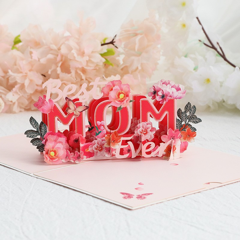 Muttertags Glückwunschkarte Pop-Up Doppelkarte   Umschlag - Best Mom Ever