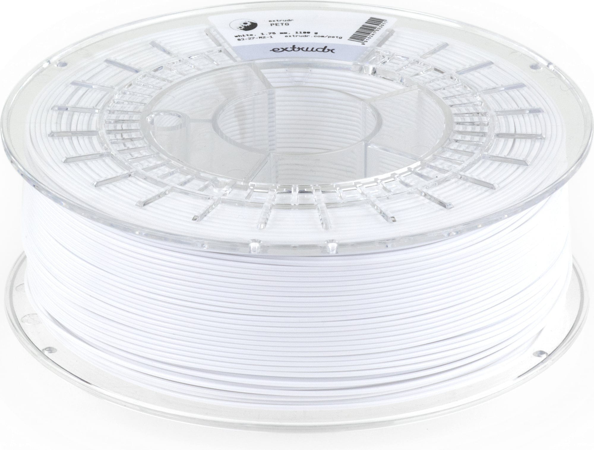 Extrudr  PETG Weiß, 1,75 mm / 1100 g    Filament mit hervorragenden mechanischen Eigenschaften