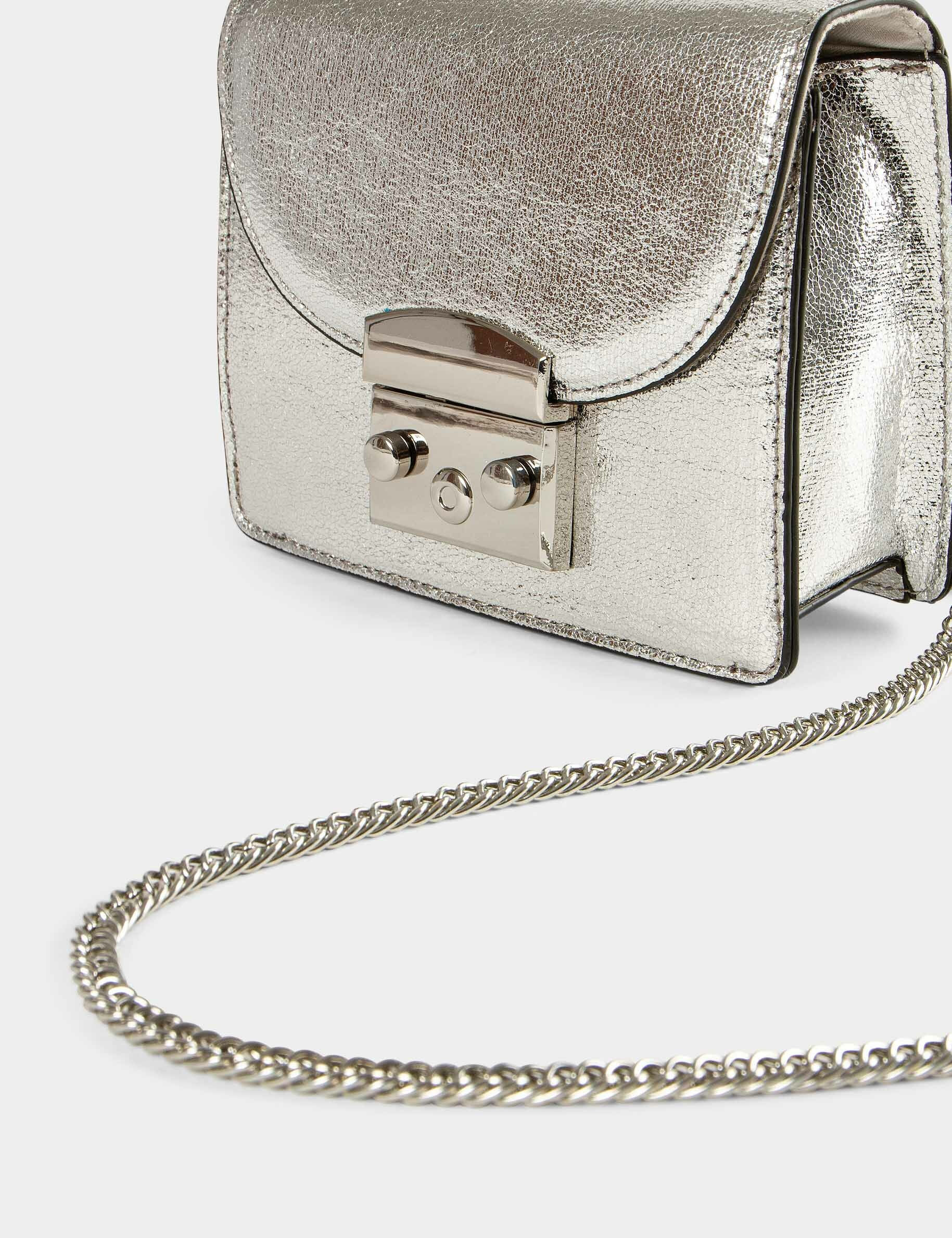 Sac pochette métallisé argente femme - argente