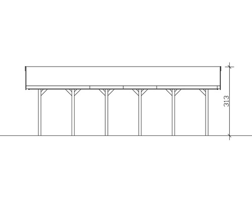 SKAN HOLZ Wallgau enkele carport inclusief daklatten en H-paalankers, 380 x 900 cm, geïmpregneerd