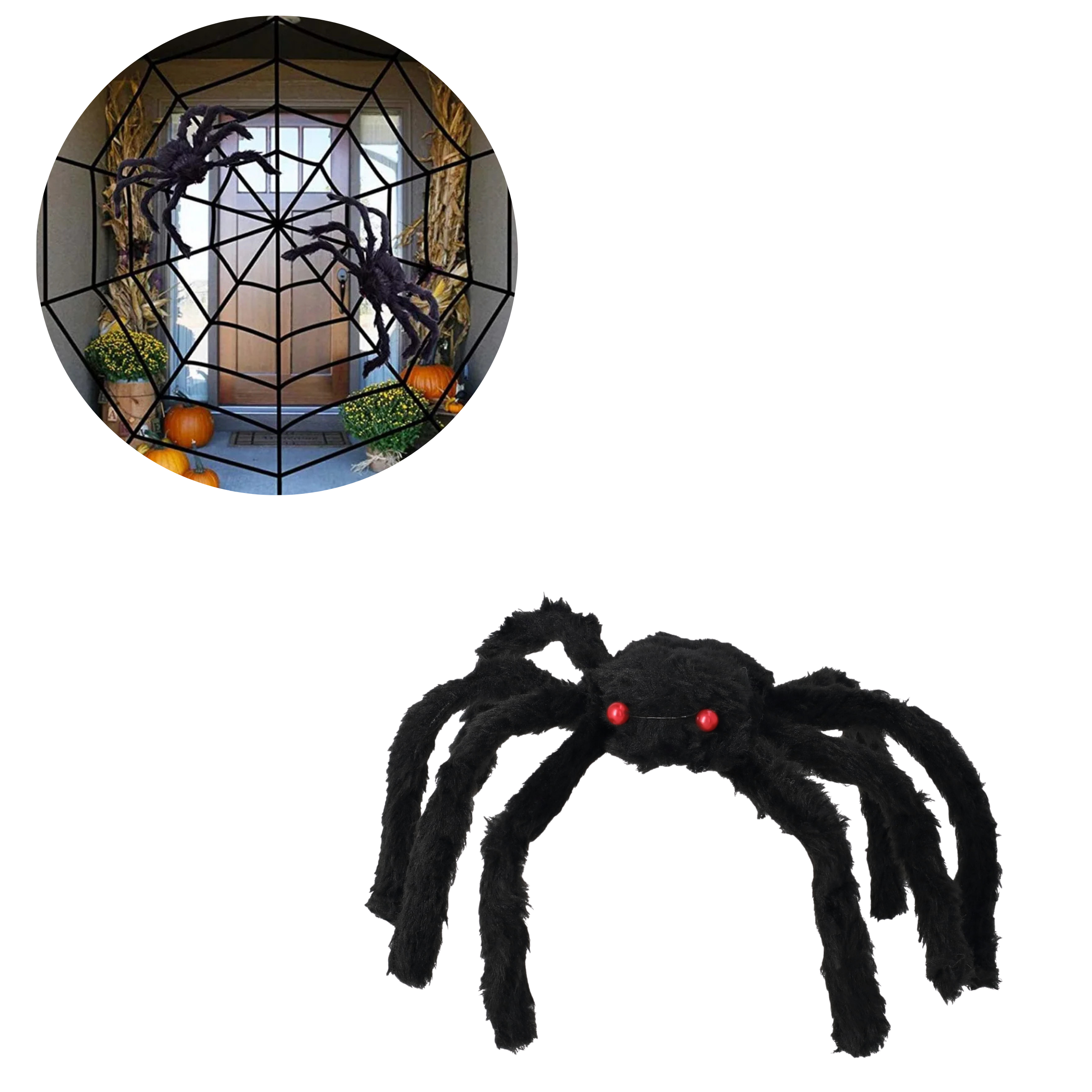 (25x17cm) Halloween Grusel Spinne Home Deko Monsterspinne mit Roten Augen - Schwarz