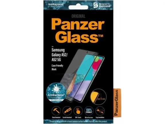 PanzerGlass™ | Case-Friendly - Skærmbeskytter for mobiltelefon - Edge-to-Edge fit - rammefarve sort | Samsung Galaxy A52/A52 5G