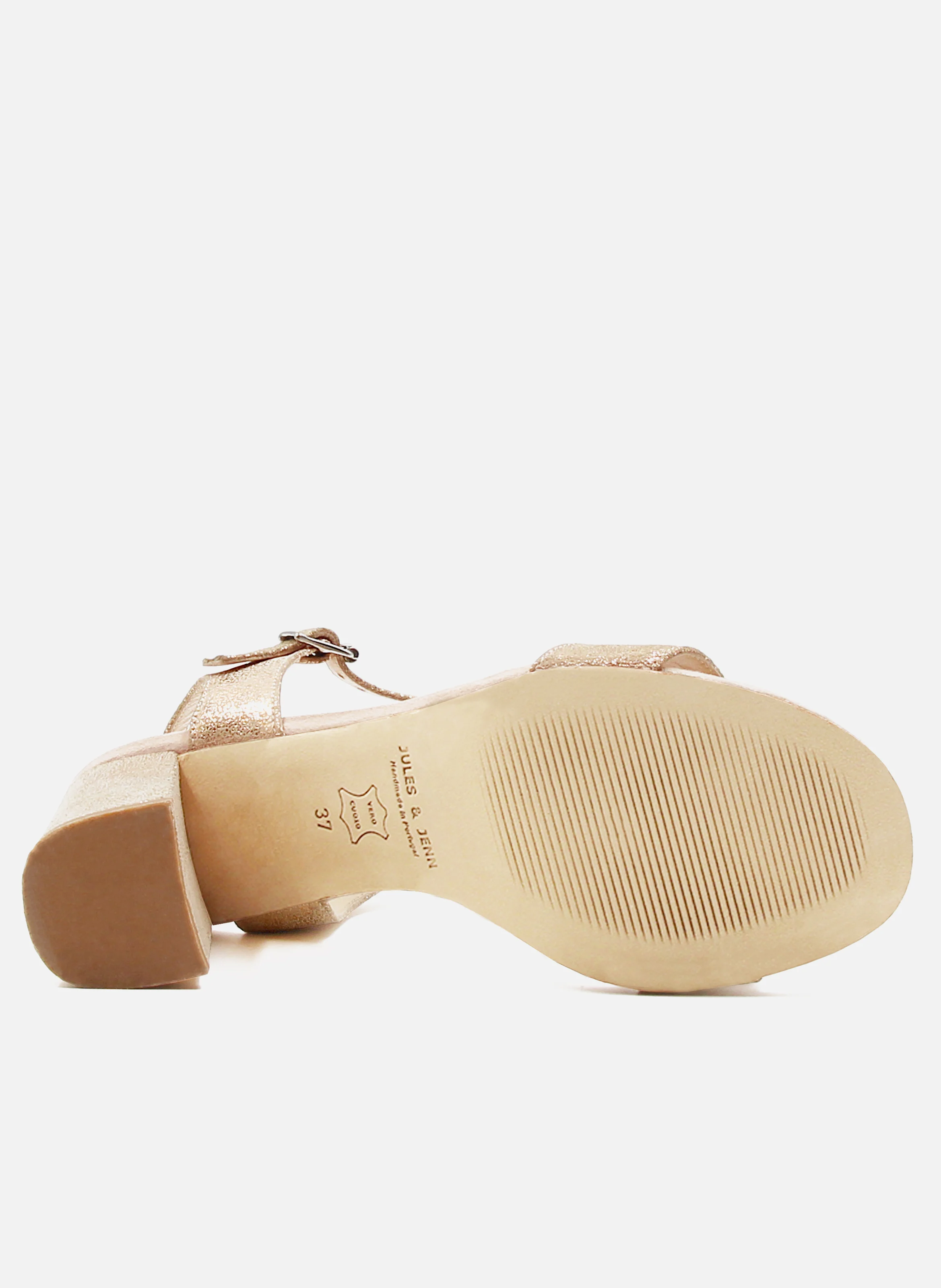 Sandales à talon cuir métalisé | Rose