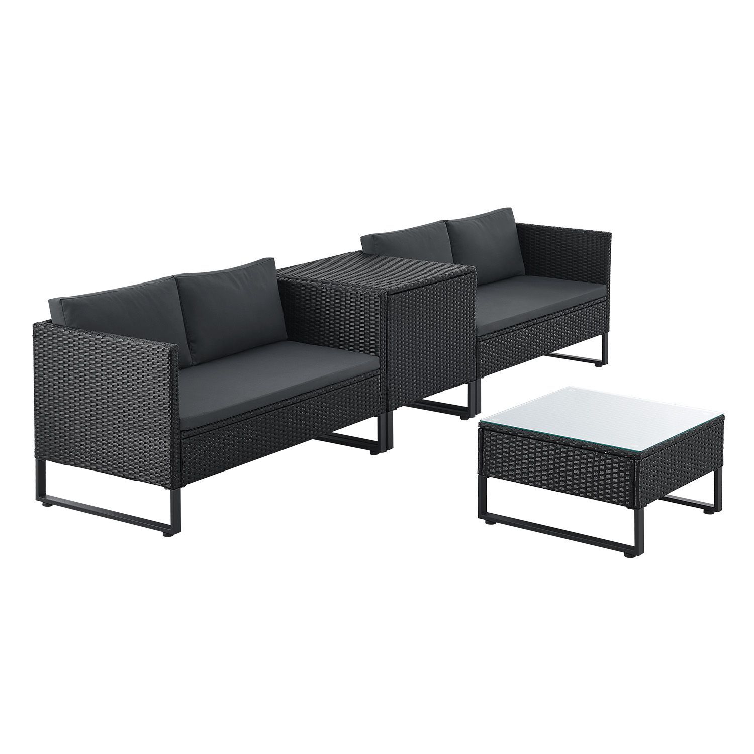 Juskys Santorini Polyrotan Modulair Loungeset - Black