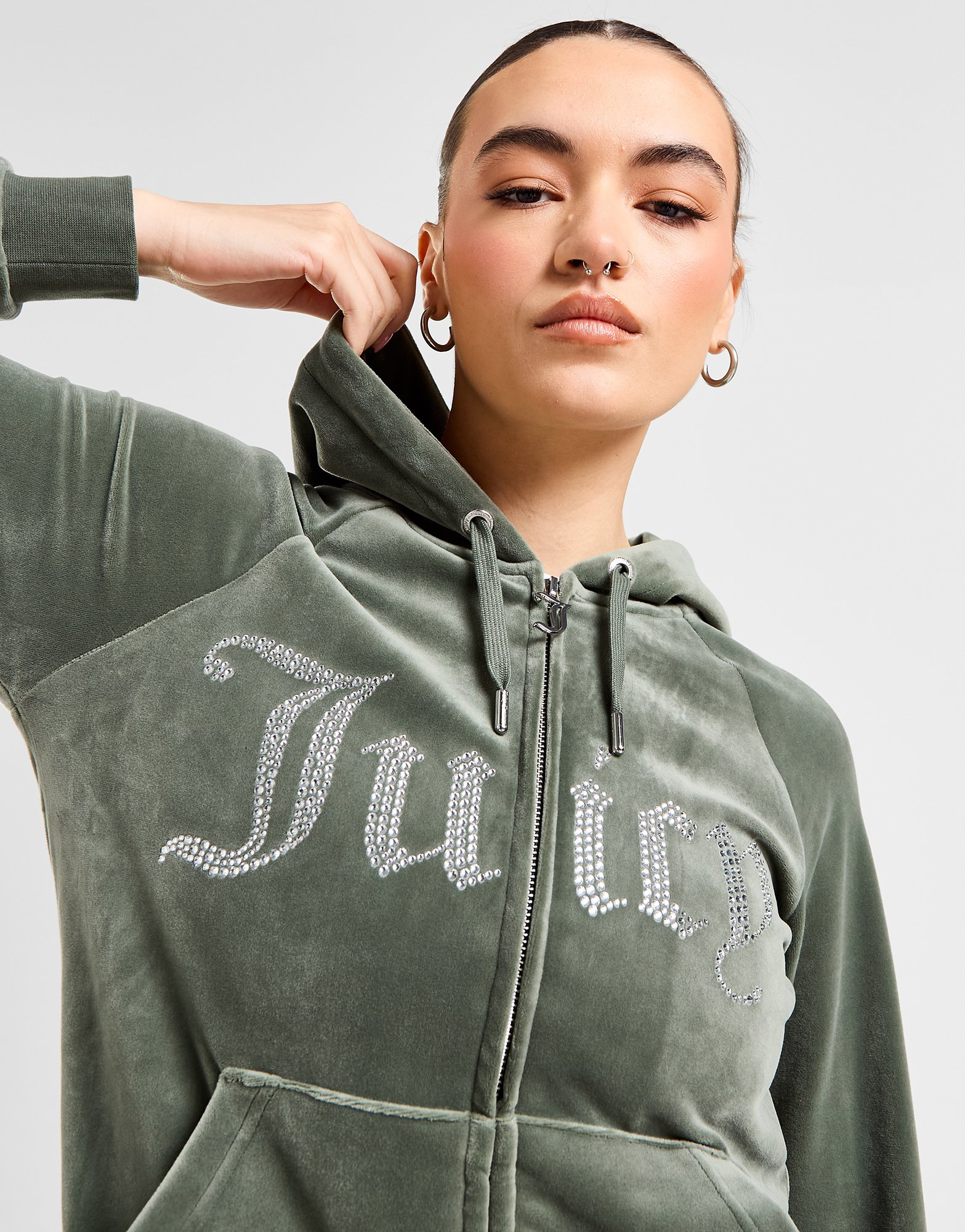 JUICY COUTURE Sweat à capuche Diamante Zippé en Velours Femme