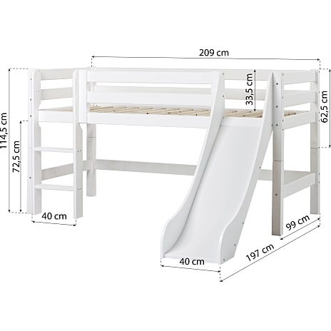 Hoppekids ECO Luxury halvhøj seng med rutsjebane 90x200 cm