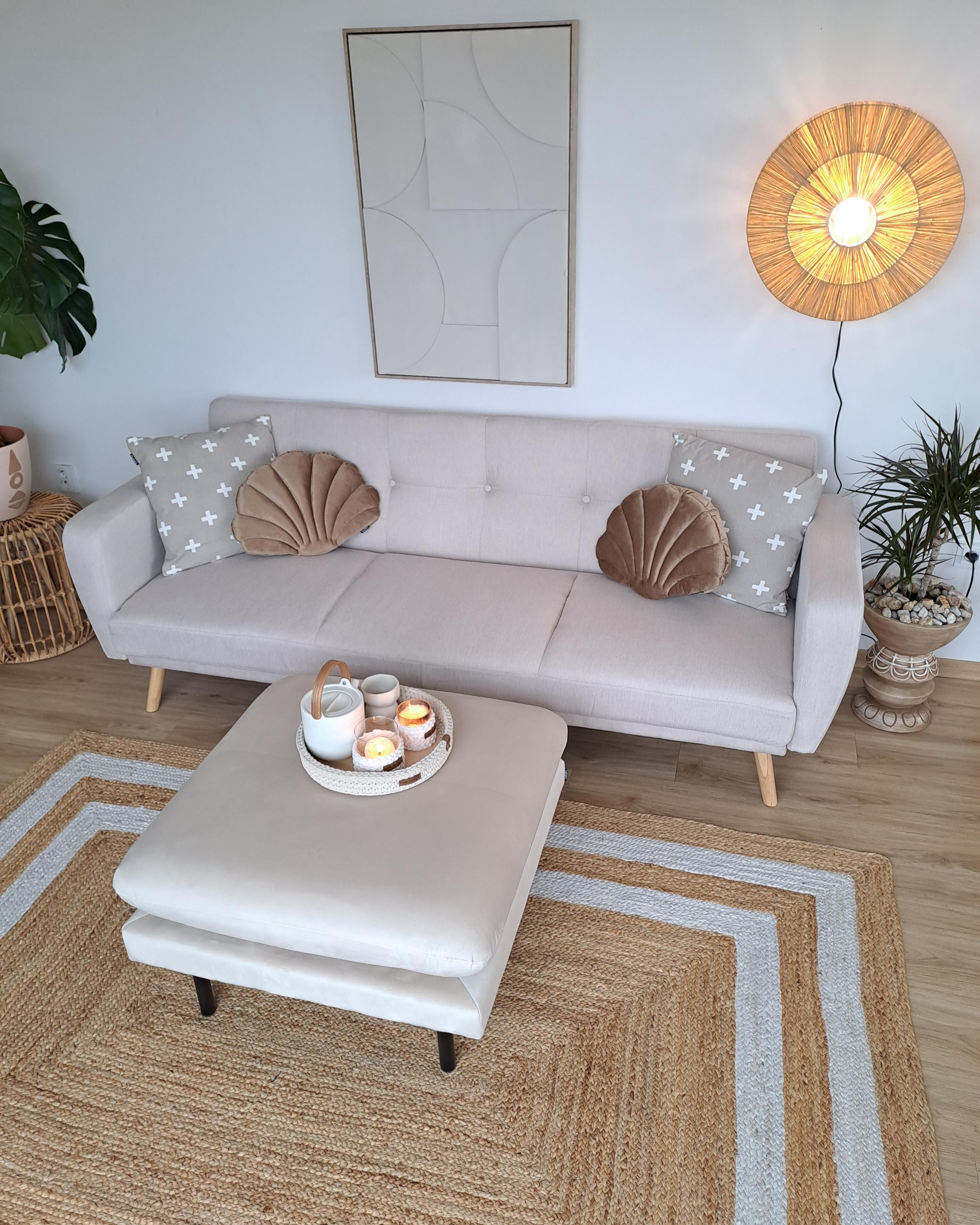 Set van 2 sierkussens CONSOLIDA Fluweel 47 x 35 cm Zandbeige effen