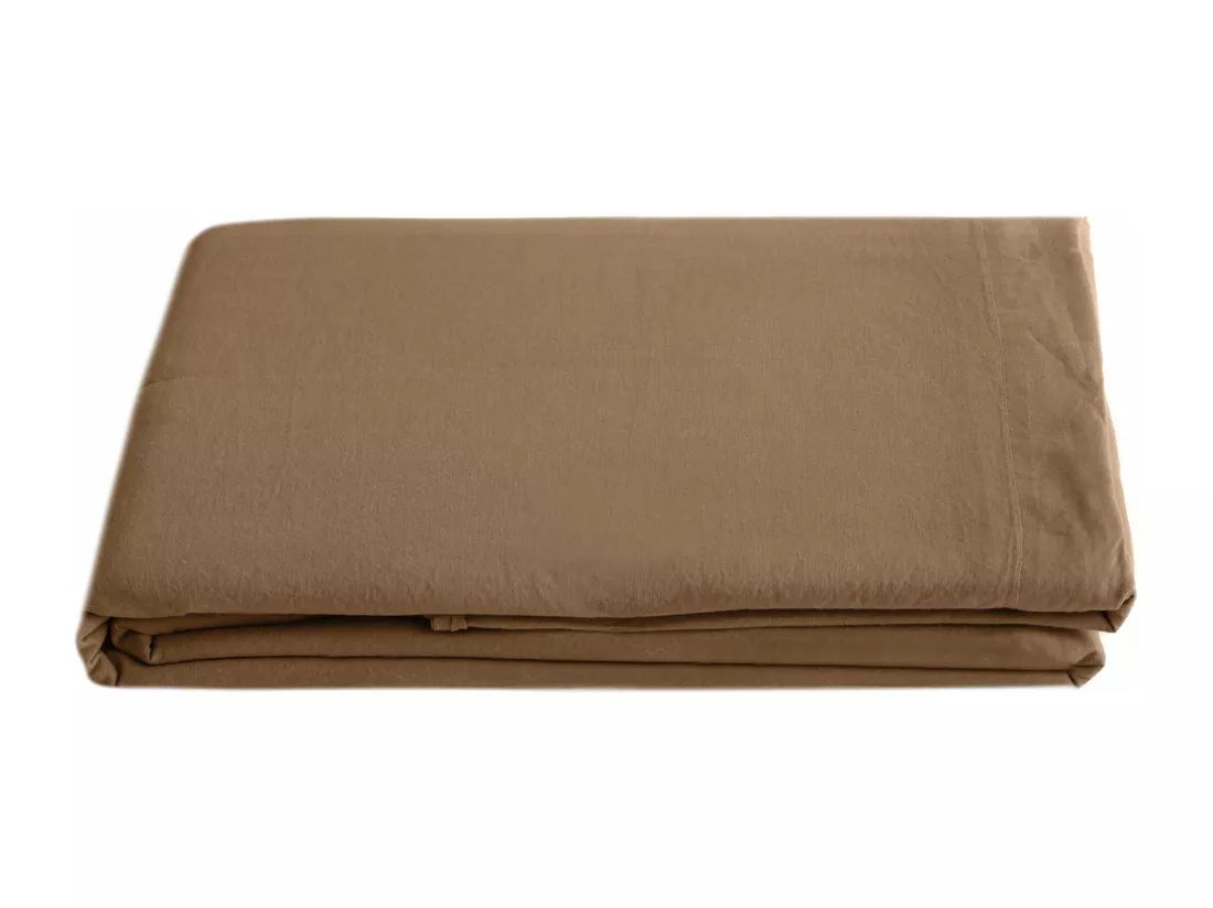 Drap plat 240x290 cm pur coton collection PALACE marron cognac
