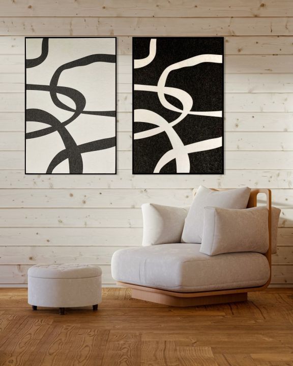 Schilderij Feltro Acustico 001 Set - zwarte baklijstB80 x H120 cm