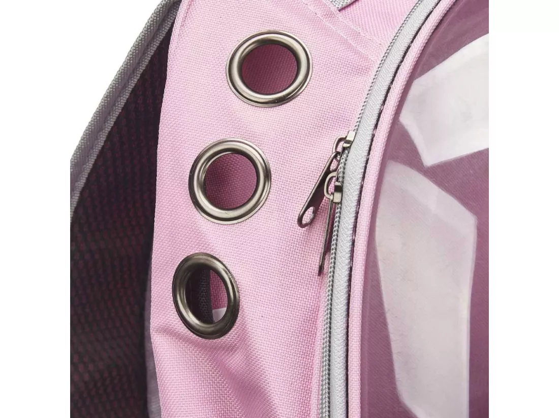 Sac à dos de transport pour animaux en polyester rose 33x43x26cm