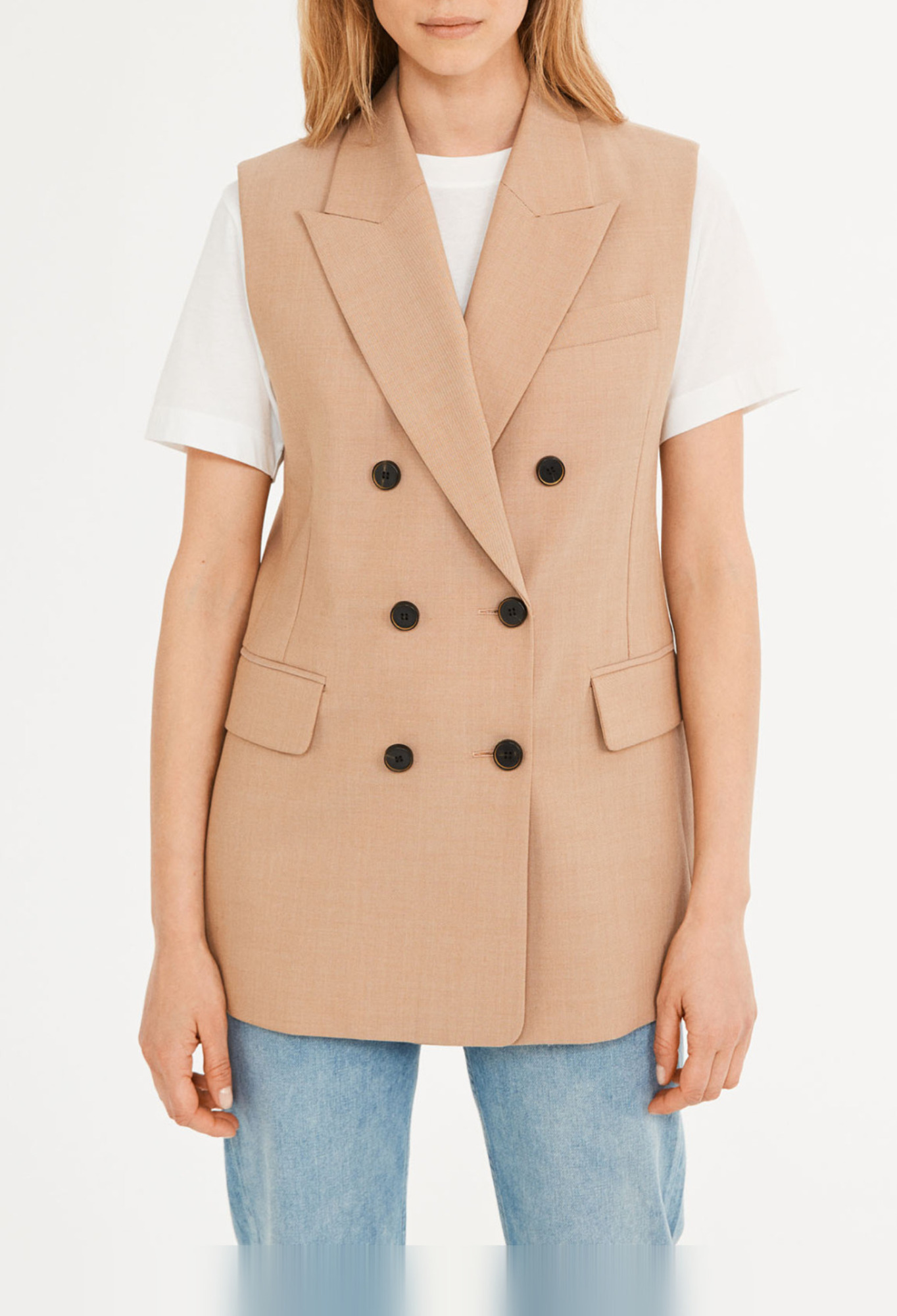 Veste sans manches en laine tra&ccedil;able