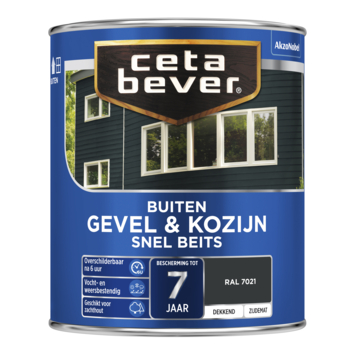 CetaBever Snelbeits Gevel & Kozijn zijdemat dekkend RAL 7021 zwartgrijs 750 ml