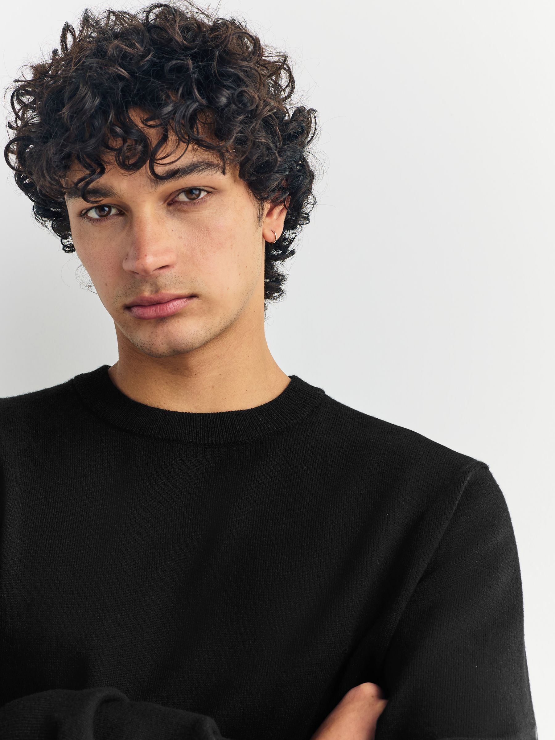 Zwart - Regular Fit Soft Touch Crew Neck Jumper