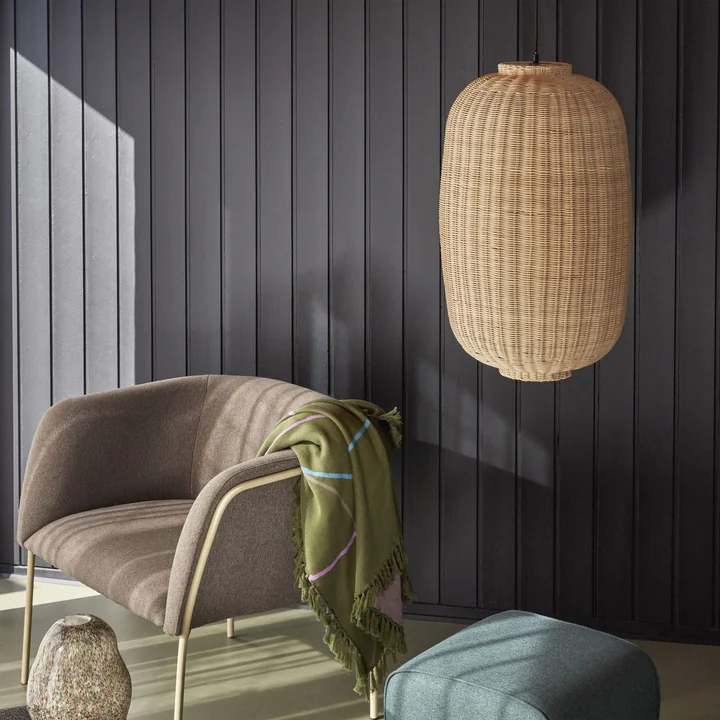 Hübsch Interior - Chand Pendelleuchte, H 21 x Ø 80 cm, rattan