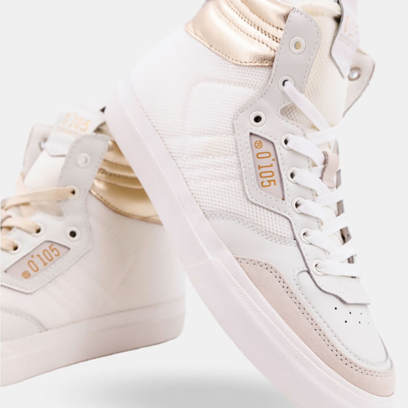 Zero 105 Baskets en Cuir Huna blanc/doré