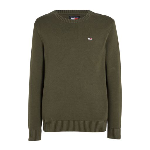 Tommy Jeans Slim Essential Cneck Striktrøje, Fatigue Green, XL