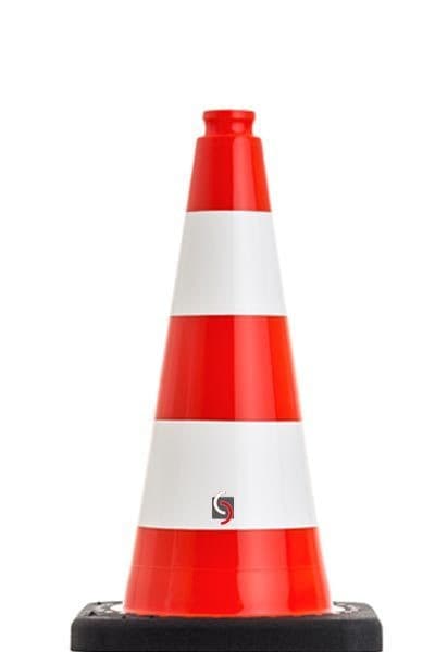 UvV FLEX oranje verkeerskegel | Stabiele pyloon >2kg, hoogte: 50cm | Flexibel | Hoogwaardige PVC-kegel / Witte strepen