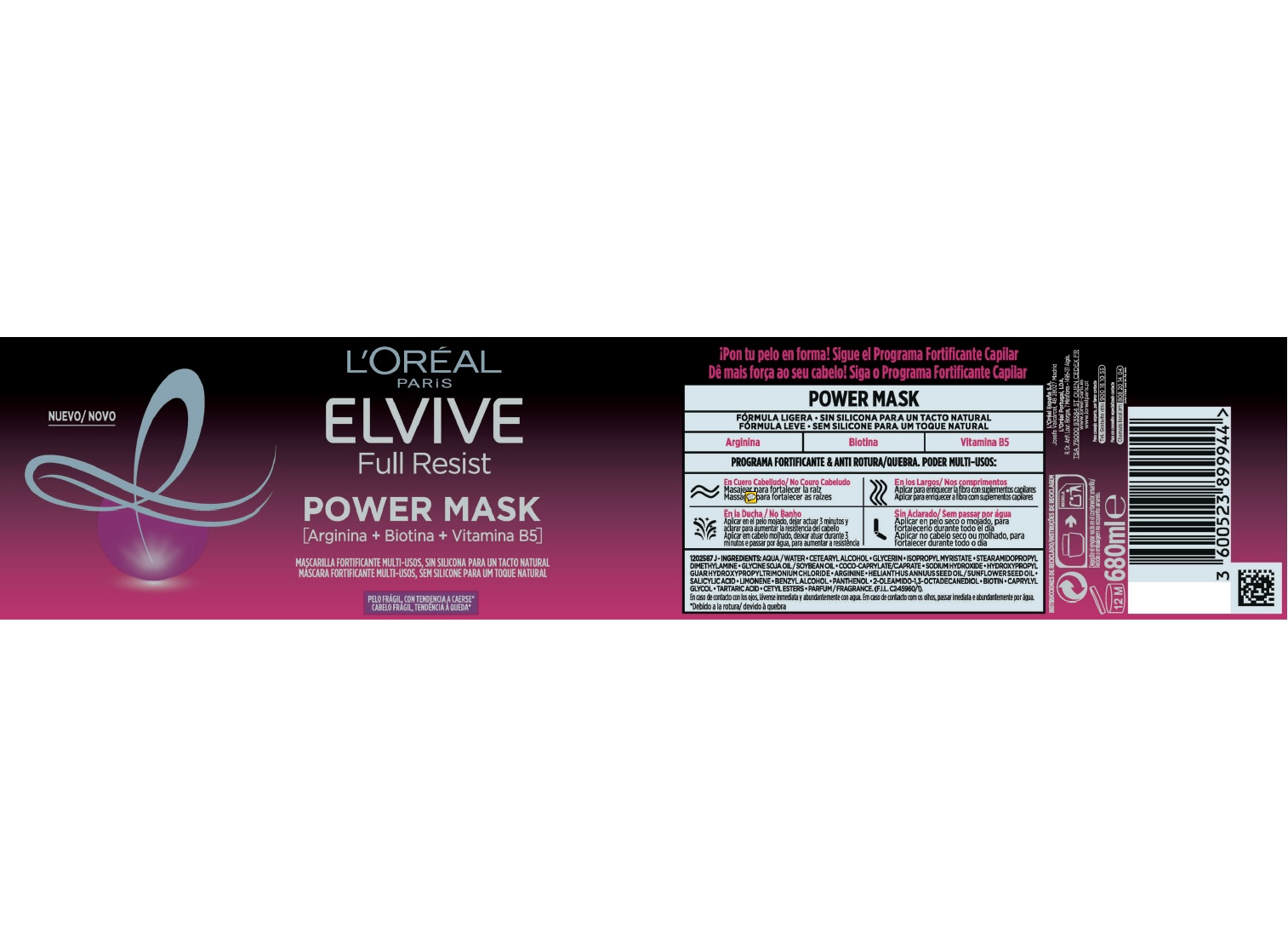 MASCARA ELVIVE FULL RESIST POWER MASK 680ML