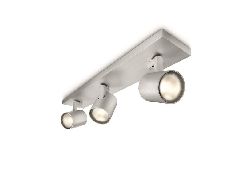 Philips Aufbauspot Runner, 3 x GU10, 20 W, Silber MyLiving Aufbauleuchte mit beweglichem Leuchtenkopf