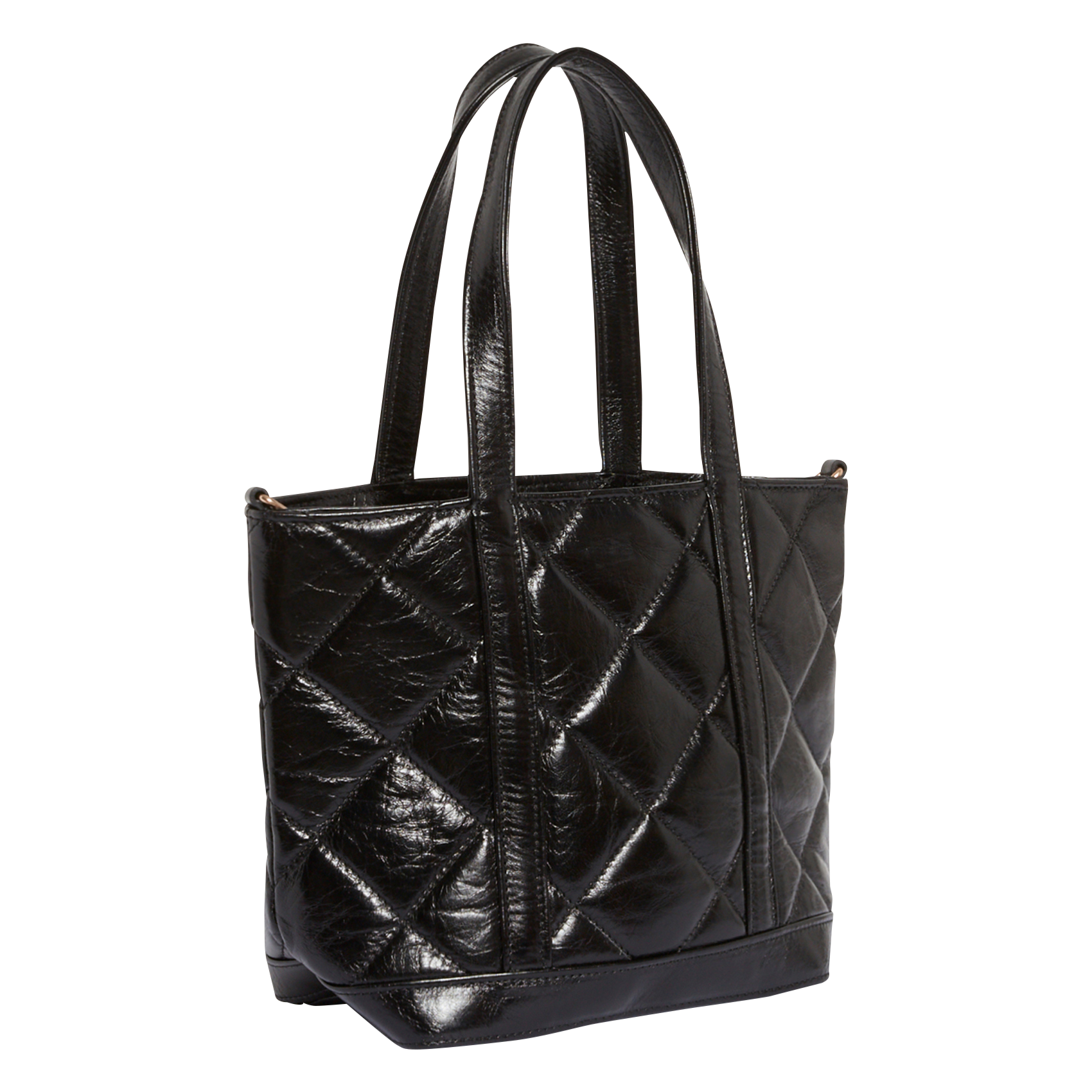 Sac épaule matelassé en cuir| Noir