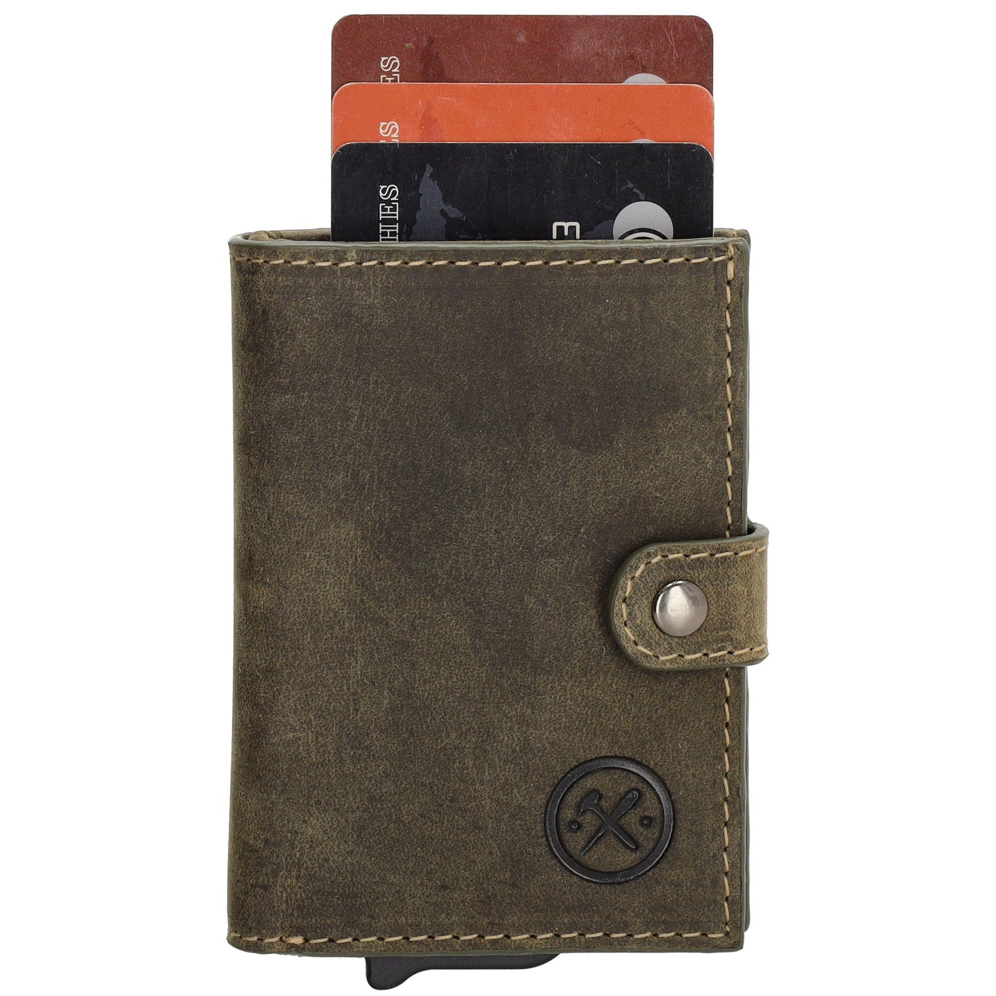 Hide & Stitches Idaho Safety Wallet S met AirTag Holder Olijfgroen
