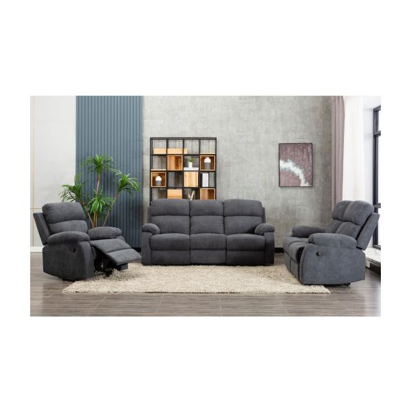 Sofá Vente Unique de 2 Lugares Relax em Tecido Antracite Tolzano
