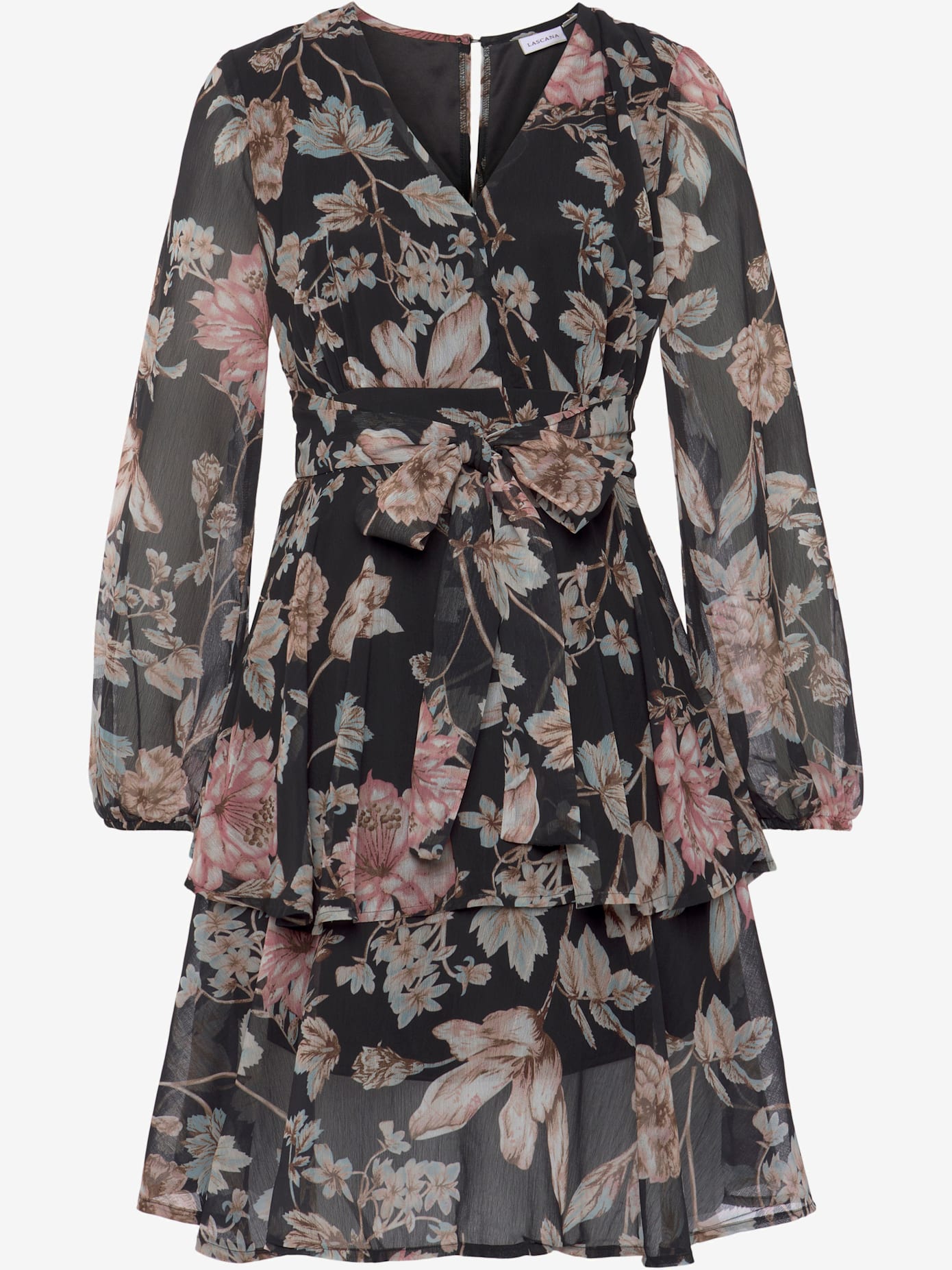 Robe imprimée encolure en v avec bouton-pression