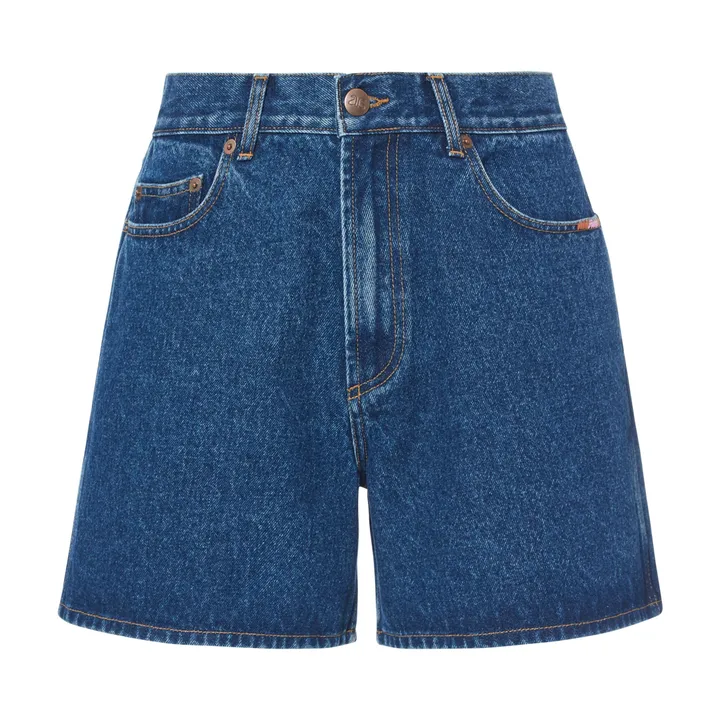 Alma Deia Short Taille Haute en Coton Bio | Denim stonewashed