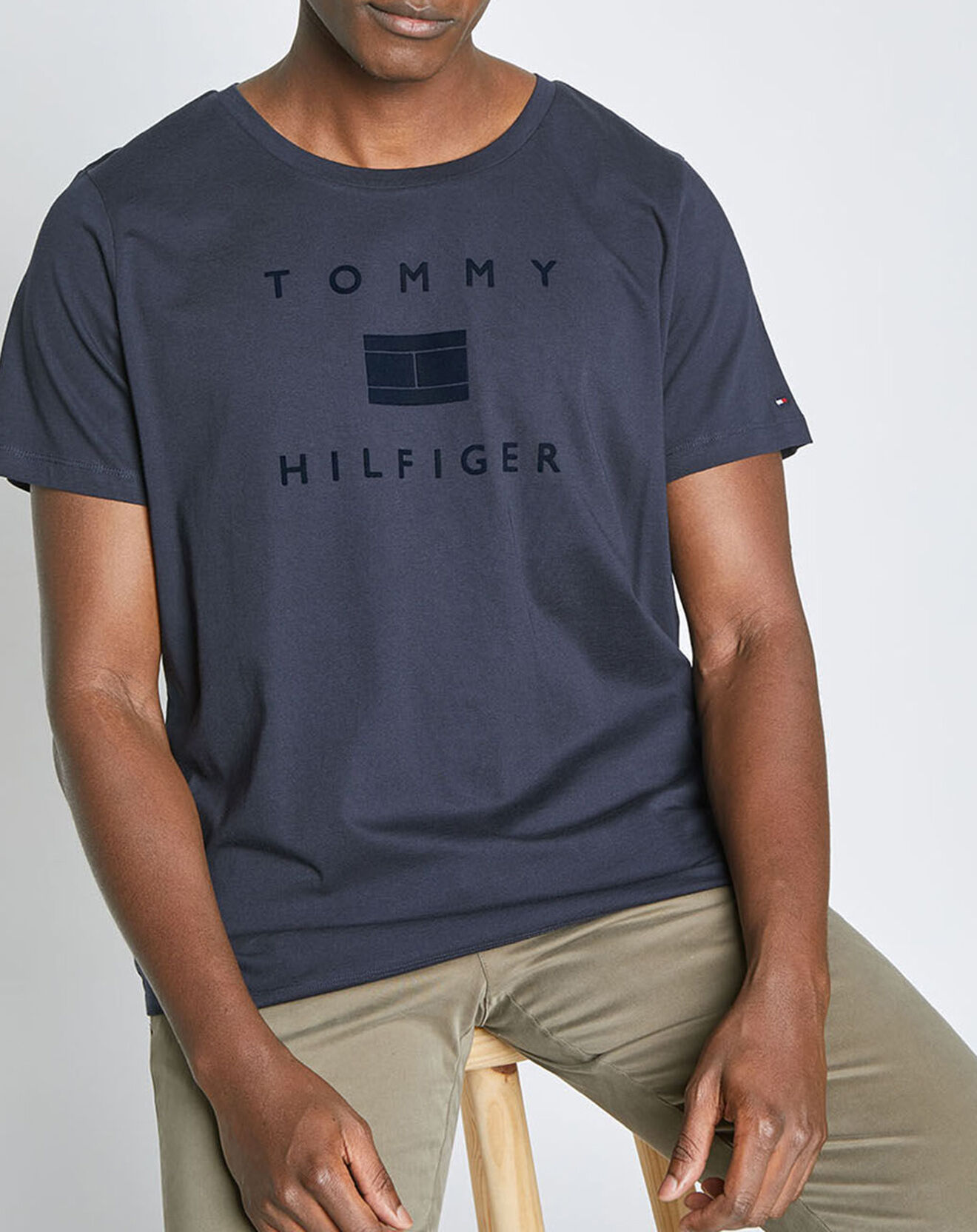 Tommy Hilfiger T-Shirt Regular 100% Coton Bio Flock bleu marine