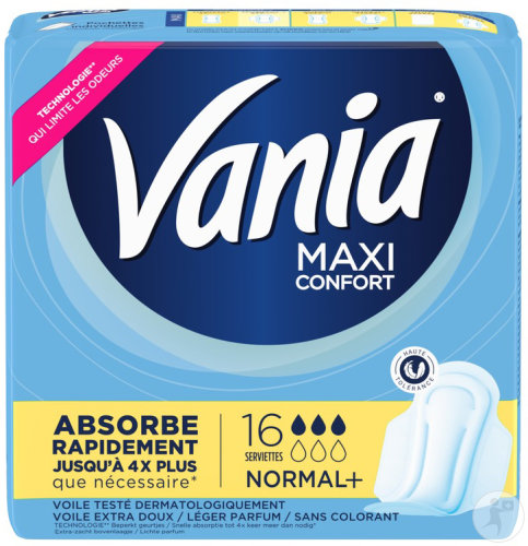 Vania Maxi Confort Serviettes Périodiques Normal Plus 16 Pièces